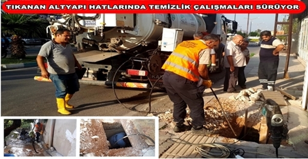 TIKANAN ALTYAPI HATLARINDA TEMİZLİK ÇALIŞMALARI SÜRÜYOR HATSU kanalizasyon ana parsel bacaları hatlarında meydana gelen problemlerin giderilmesi