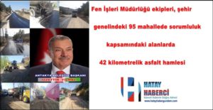 Açıkdere Mahallesi’nde sathi asfalt kaplama öncesi astar yapım çalışması