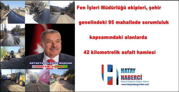 Açıkdere Mahallesi’nde sathi asfalt kaplama öncesi astar yapım çalışması