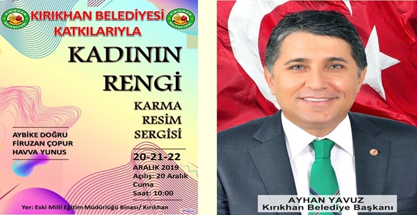 "KADININ RENGİ" konulu Karma Resim Sergisi Kırıkhan'da sanat severler ile
