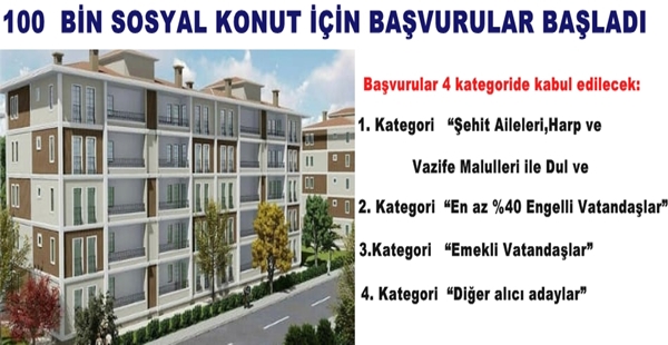 100  BİN SOSYAL KONUT İÇİN BAŞVURULAR BAŞLADI