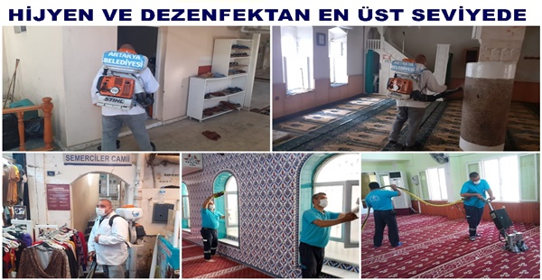 TÜM İBADETHANELER ANTAKYA BELEDİYESİ EKİPLERİNCE TEMİZLENİYOR – CAMİLERDE DEZENFEKTE ÇALIŞMALARI SÜRÜYOR