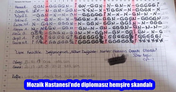 Mozaik Hastanesi’nde diplomasız hemşire skandalı