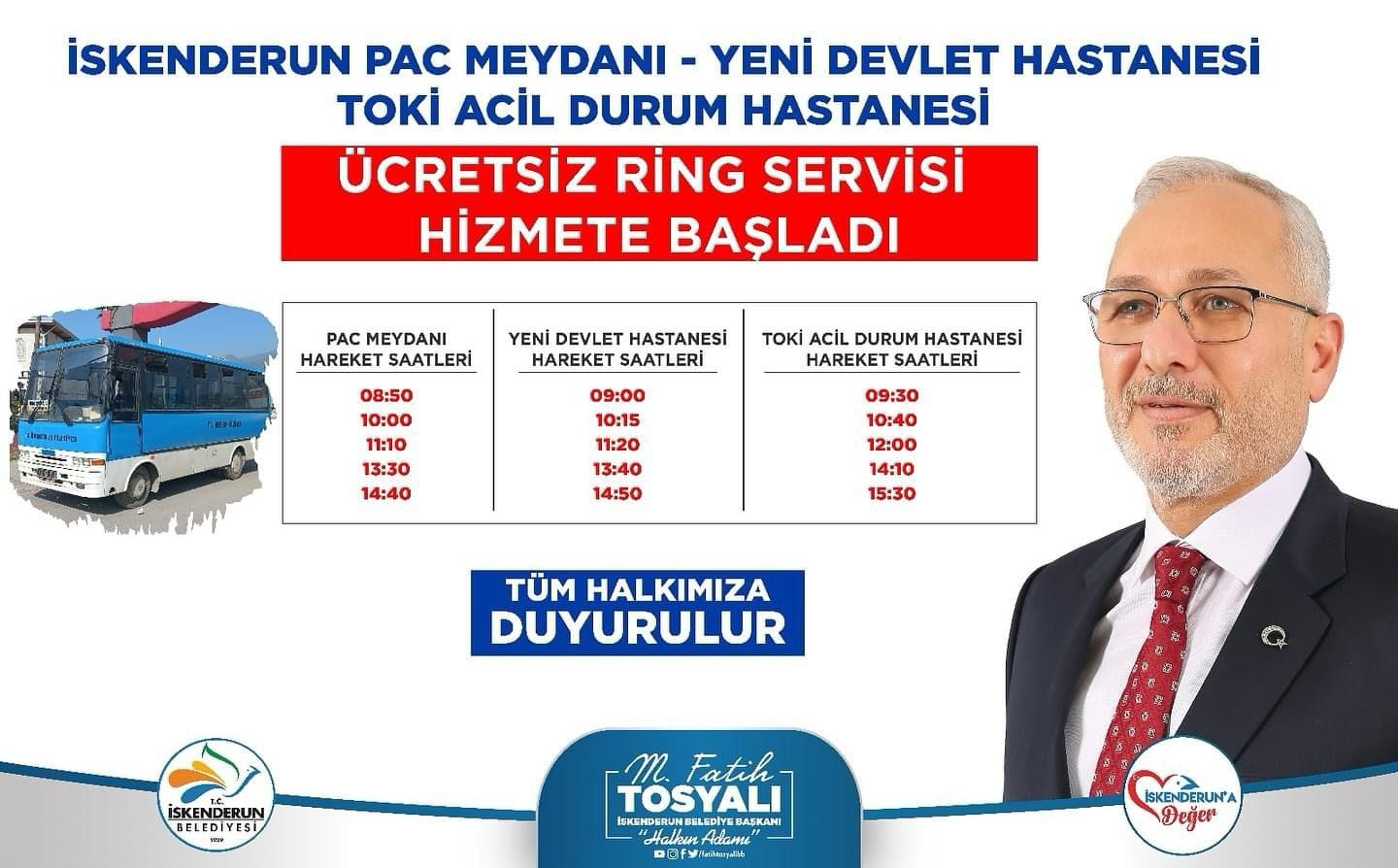 İSKENDERUN BELEDİYESİ’NDEN ÜCRETSİZ SERVİS