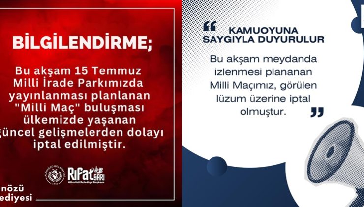 Hatay’da milli maç organizasyonları iptal edildi