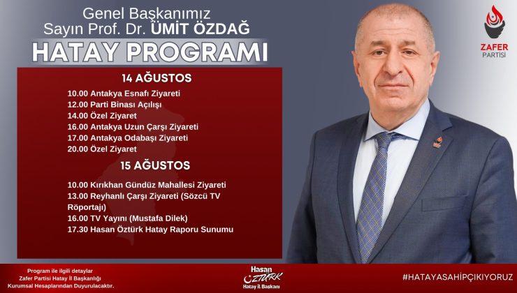 ÜMİT ÖZDAĞ HATAY’A GELİYOR