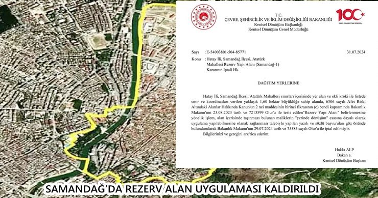 SAMANDAĞ’DA REZERV ALAN UYGULAMASI KALDIRILDI