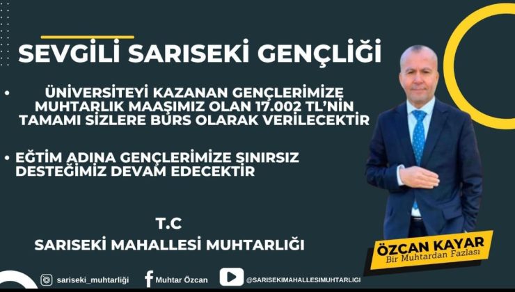 HATAY’DA MUHTAR MAAŞINI ÜNİVERSİTELİ ÖĞRENCİLERE BAĞIŞLADI