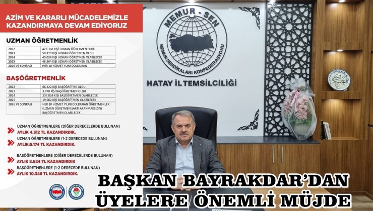 BAŞKAN BAYRAKDAR’DAN ÜYELERE ÖNEMLİ MÜJDE