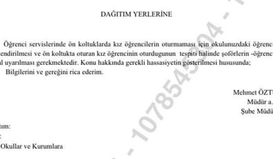 ANTAKYA’DA SERVİSLERİN ÖN KOLTUĞUNA KIZ ÖĞRENCİLERİN OTURMASI YASAKLANDI