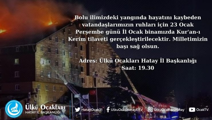 HATAY ÜLKÜ OCAKLARI BOLU ŞEHİTLERİNİ ANACAK