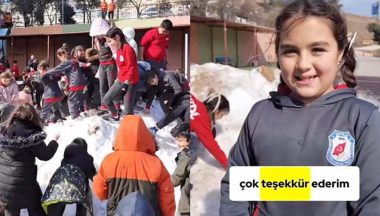 BAŞKAN GÜL ÖĞRENCİLERİN İSTEĞİYLE OKULA KAR GETİRDİ