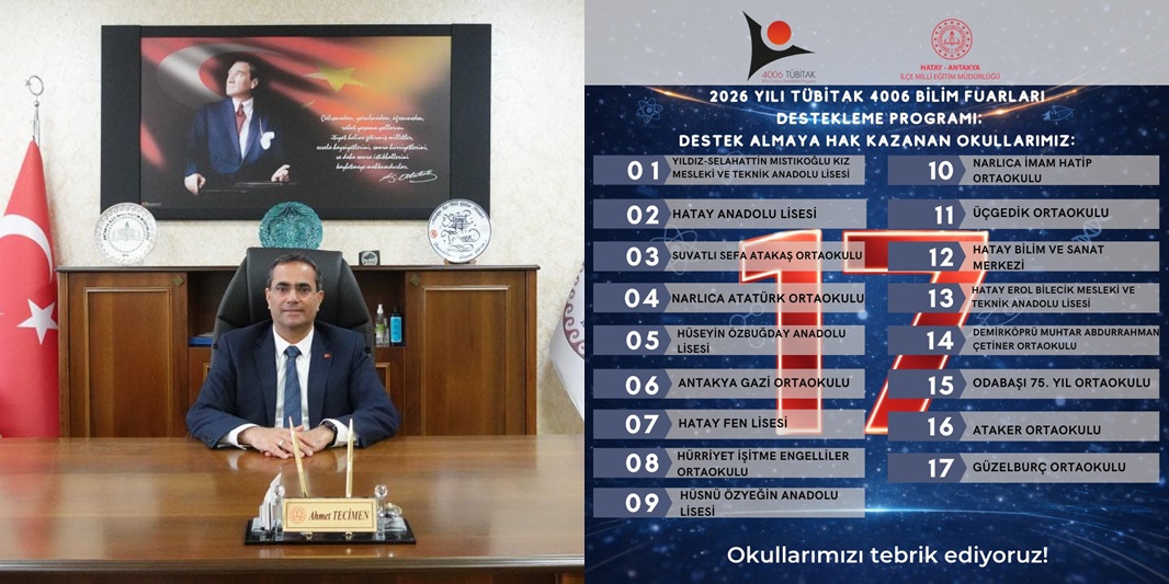 Antakya İlçe Milli Eğitim Müdürü Ahmet Tecimen, 2026 yılı TÜBİTAK