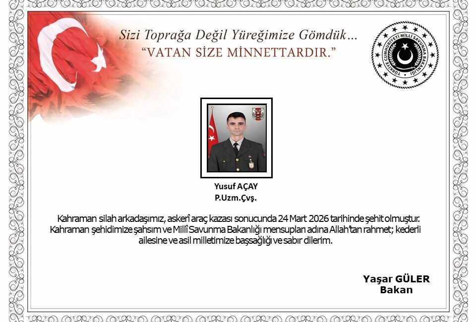 Kırıkhanlı Piyade Uzman Çavuş Yusuf Açay, Ağrı Doğubeyazıt’ta meydana gelen