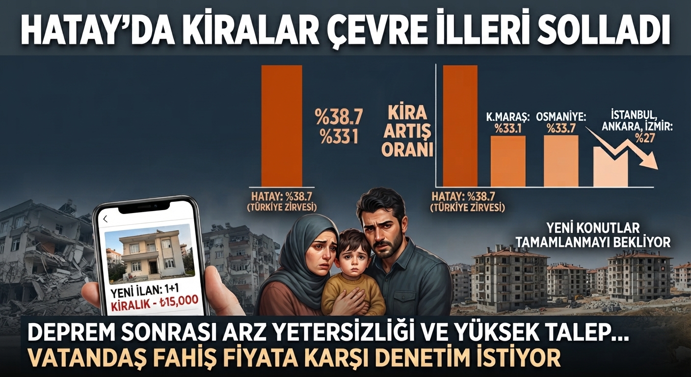 Türkiye genelinde konut kiralarındaki artış hızında Hatay, İstanbul’u dahi geride