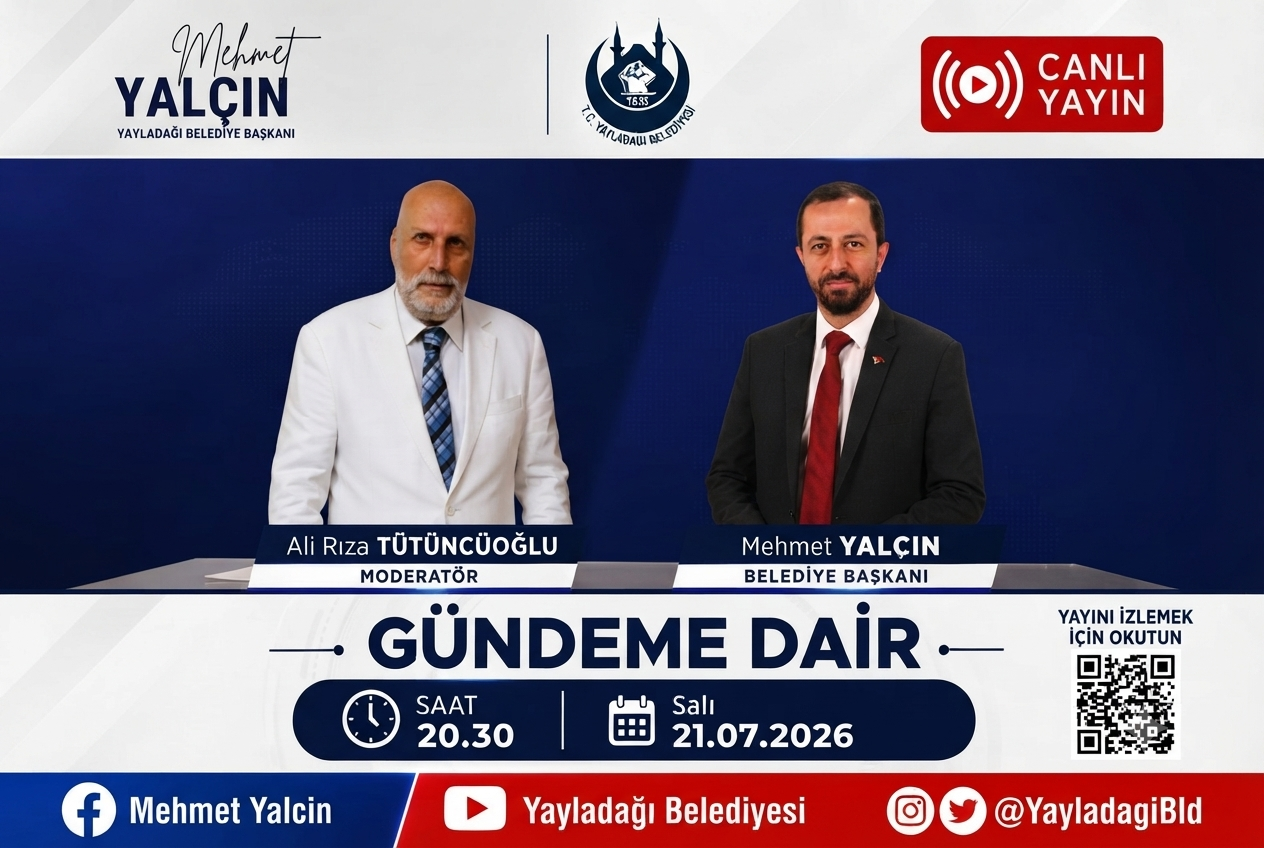 BAŞKAN YALÇIN GÜNDEMİ TÜTÜNCÜOĞLU’NA DEĞERLENDİRECEK Yayladağı Belediye Başkanı Mehmet Yalçın, Ali Rıza Tütüncüoğlu’nun moderatörlüğünde 21